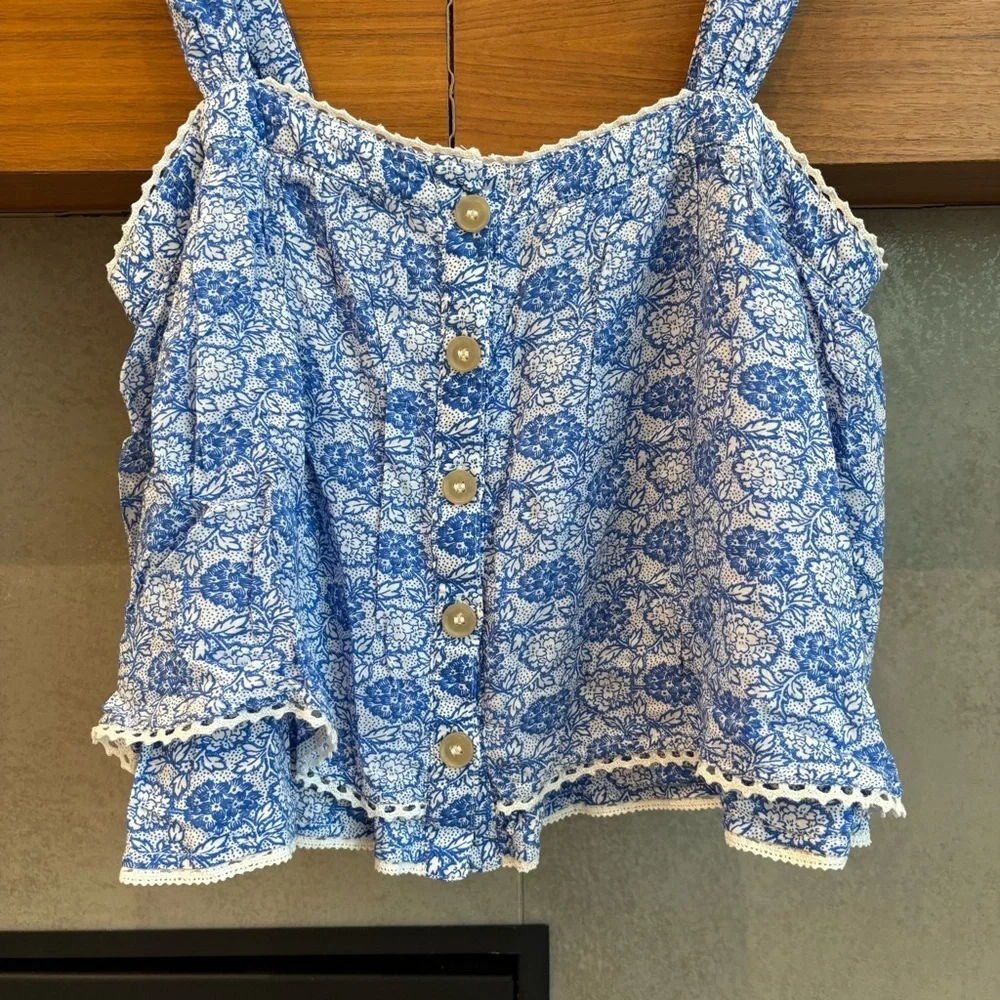 FREE PEOPLE Sweet Caroline Top Combo Blue, Size XS
